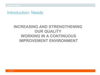 Introduction: Needs INCREASING AND STRENGTHENING  OUR QUALITY  WORKING IN A CONTINUOUS IMPROVEMENT ENVIRONMENT 