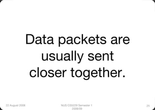 Data packets are
                usually sent
              closer together.

22 August 2008
    NUS CS5229 Semester 1   25
                         2008/09
 