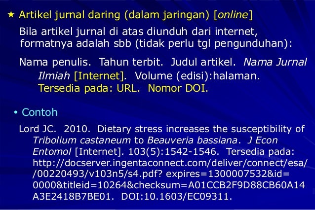 Artikel jurnal daring dalam jaringan online bila artikel jurnal di