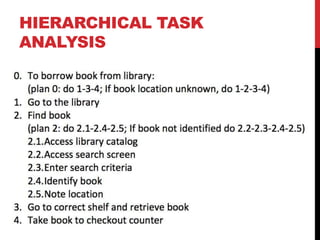 HIERARCHICAL TASK
ANALYSIS
 