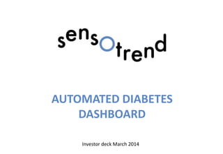 AUTOMATED DIABETES
DASHBOARD
Investor deck March 2014
 