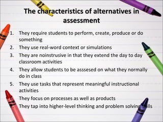 Beyond tests alternatives in assessment | PPT