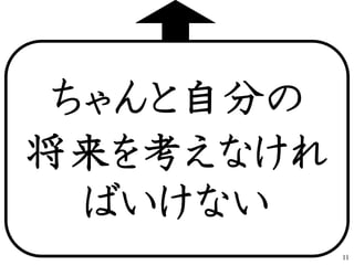 ちゃんと自分の
将来を考えなけれ
ばいけない
11
 