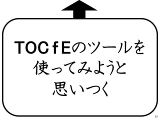 TOC ｆ Eのツールを
使ってみようと
思いつく
15
 