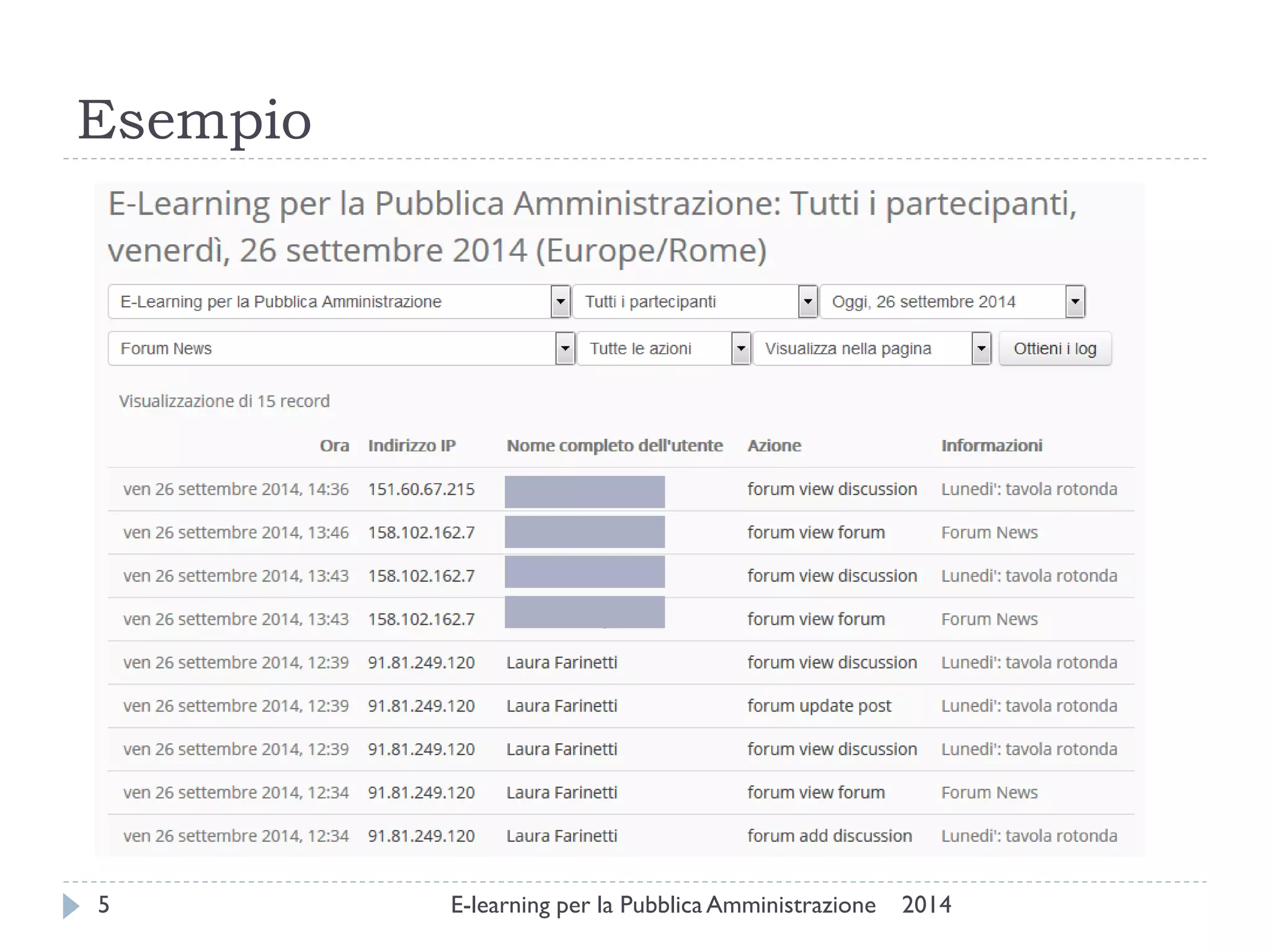 Esempio 
2014 
E-learning per la Pubblica Amministrazione 
5  