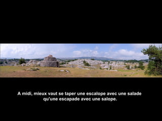 Retrouvez les meilleurs diaporamas PPS d’humour sur  http://www.diaporamas-a-la-con.com A midi,  mieux vaut se taper une escalope avec une salade  qu'une escapade avec une salope. 