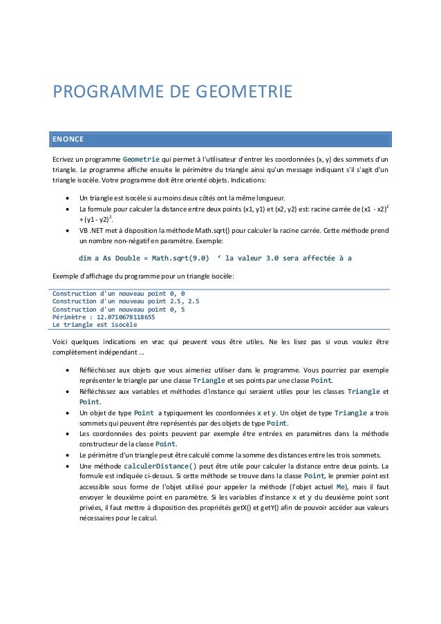 09 Visual Basic Net Exercice Heritage Et Interfaces Primes De