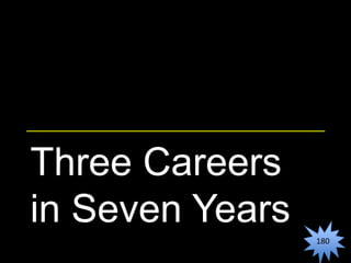 Three Careers
in Seven Years
                 180
 
