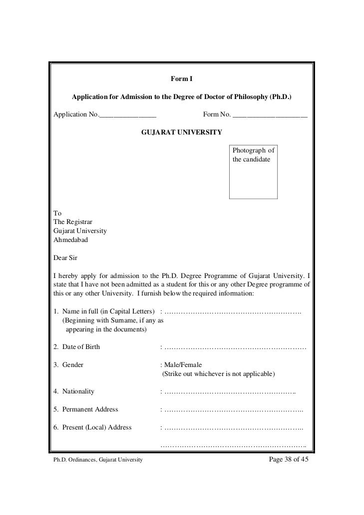 Application letter to university admission
