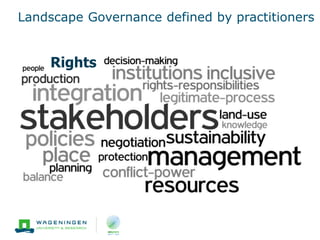 Landscape Governance defined by practitioners
3
Rights
 