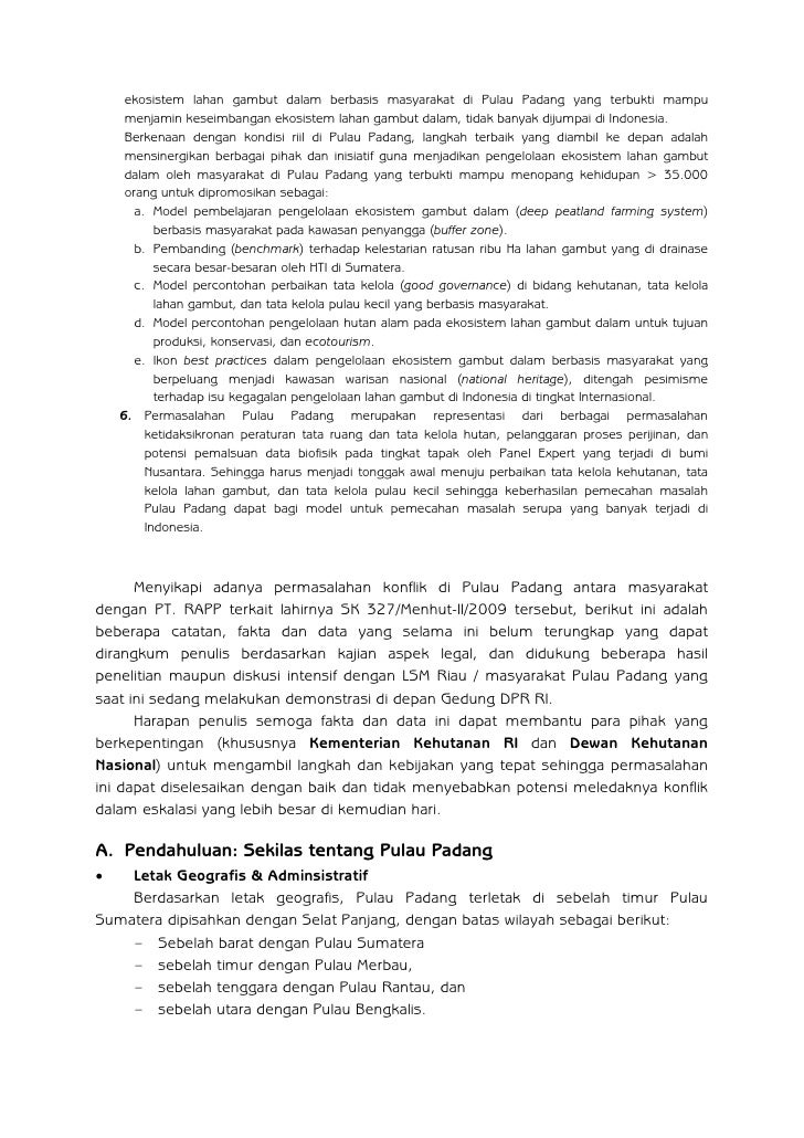 090112 konflik pulau padang potret buram tata ruang dan 