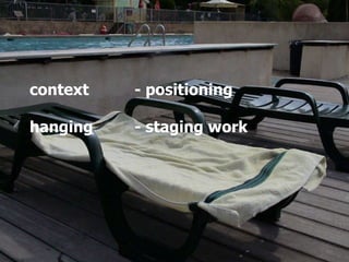 context - positioning hanging  - staging work 