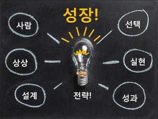 사람 선택
성과
상상 실현
설계 전략!
성장!
 