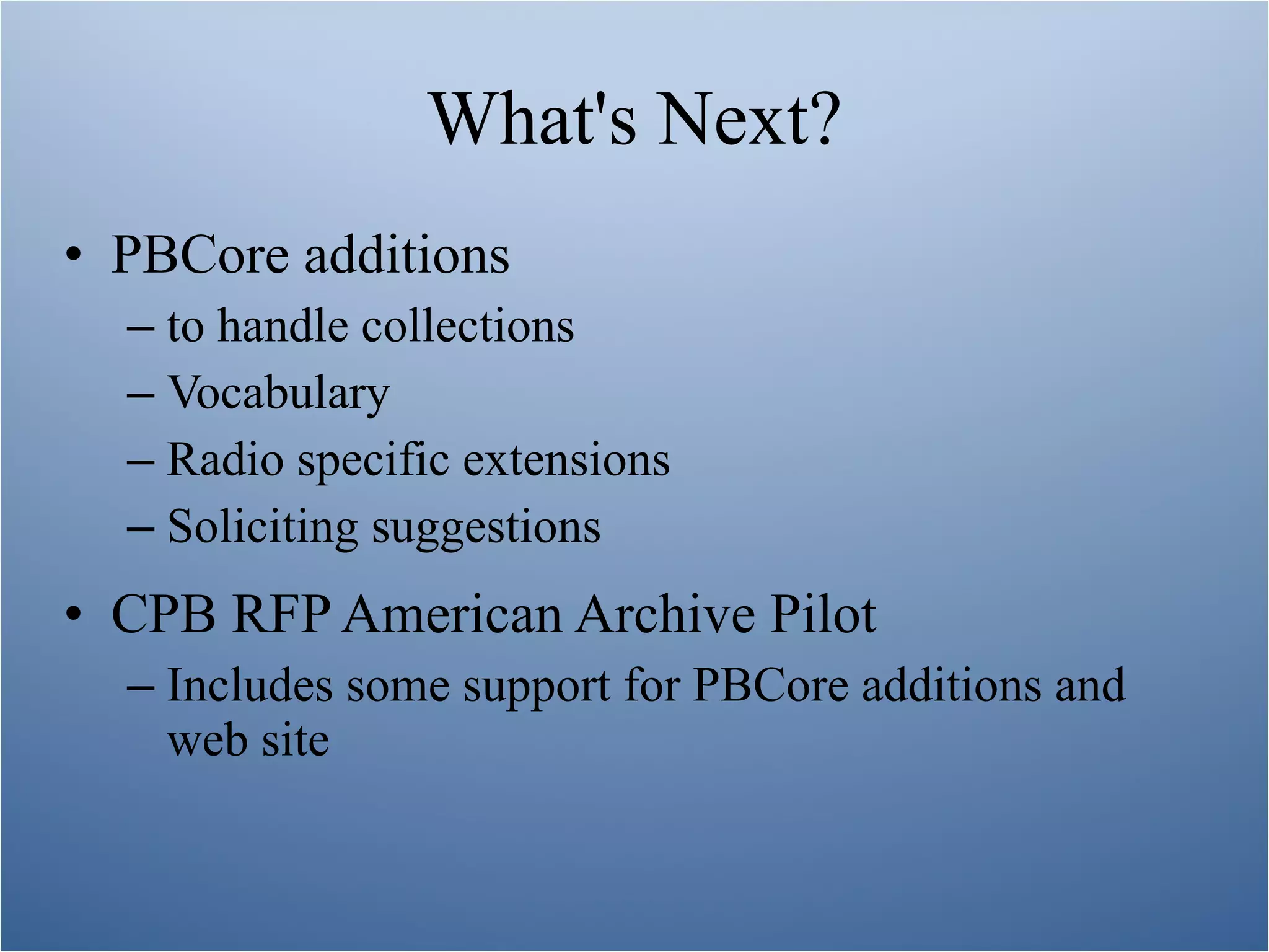 PBCore: Overview