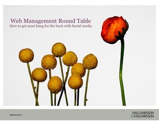Web Management Round Table
How to get most bang for the buck with Social media




09-02-05 | 1
 