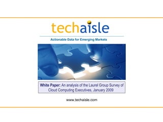 Actionable Data for Emerging Markets




White Paper: An analysis of the Laurel Group Survey of
     Cloud Computing Executives, January 2009

                www.techaisle.com
 