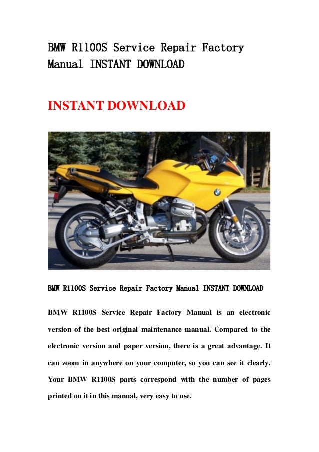 Bmw r1100s owners manual