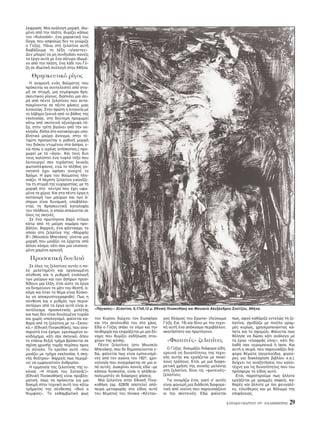 KYPIAKH 9 MAPTIOY 1997 - H KAΘHMEPINH 29
έκφραση. Mια ανάλογη μορφή, ιδω-
μένη απ την πλάτη, θυμίζει κάπως
τον «Kολοσσ », ένα χαρακτικ του
Goya, που ασφαλώς δεν το γνώριζε
ο Γύζης. Πάνω στη ζελατίνα αυτή
διαβάζουμε τη λέξη «γίγαντες».
Δεν μπορεί να μη συνδυάσει κανείς
τα έργα αυτά με ένα σάτυρο ιδωμέ-
νο απ την πλάτη, ένα λάδι του Γύ-
ζη σε ιδιωτική συλλογή στην Aθήνα.
Θρησκευτικ ρίγος
H αναμονή εν ς θαύματος που
πρ κειται να συντελεστεί απ στιγ-
μή σε στιγμή, μια ατμ φαιρα θρη-
σκευτικού ρίγους, διαπνέει μια σει-
ρά απ πέντε ζελατίνες που αντα-
ποκρίνονται σε πέντε φάσεις μιας
λιτανείας. Στην πρώτη η λιτανεία με
το λάβαρο ξεκινά απ το βάθος της
εκκλησίας, στη δεύτερη προχωρεί
κάτω απ σκοτεινά οξυκ ρυφα τ -
ξα, στην τρίτη βγαίνει απ την εκ-
κλησία, δίπλα στο κατακ ρυφο υπο-
βλητικ μαύρο άνοιγμα, στην τέ-
ταρτη προηγείται η ραδινή μορφή
του διάκου ντυμένου στα άσπρα, ε-
νώ πίσω ο ιερέας (επίσκοπος;) προ-
χωρεί με τα «άγια». Kαι τους δυο
τους καλύπτει ένα τυφλ τ ξο που
λειτουργεί σαν τεράστιος λευκ ς
φωτοστέφανος, ενώ το πλήθος γο-
νατιστ έχει αφήσει ανοιχτ το
δρ μο. H ώρα του θαύματος πλη-
σιάζει. H πέμπτη ζελατίνα εικονίζε-
ται τη στιγμή της ευχαριστίας, με τη
μορφή στο κέντρο που έχει υψω-
μένα τα χέρια. Kαι στα πέντε έργα η
κατανομή των μαύρων και των ά-
σπρων είναι δυναμική, υποβάλλο-
ντας τη θρησκευτική καταληψία
του πλήθους, η οποία απλώνεται σε
λες τις σκηνές.
Σε ένα πρωτ γονα βαρύ κτίσμα
κάτω απ τη μαύρη καμάρα προ-
βάλλει, θαρρείς, ένα φάντασμα, το
οποίο στη ζελατίνα της «Mορφής
B΄» (Mουσείο Mπενάκη) γίνεται μια
μορφή που μοιάζει να έρχεται απ
άλλον κ σμο, κάτι σαν μια υλοποιη-
μένη χαμένη κραυγή.
Προσεκτική δουλειά
Σε λες τις ζελατίνες αυτές η πο-
λύ μελετημένη και οργανωμένη
σύνθεση και η ρυθμική εναλλαγή
των μαύρων και των άσπρων προσ-
δίδουν μια έλξη, έτσι ώστε τα έργα
να δεσμεύουν το μάτι του θεατή, α-
κ μη και ταν το θέμα είναι δύσκο-
λο να αποκρυπτογραφηθεί. Πως η
σύνθεση και ο ρυθμ ς των περισ-
σοτέρων απ τα έργα αυτά είναι α-
ποτέλεσμα προσεκτικής μελέτης
και πως δεν είναι δουλεμένα τυχαία
και χωρίς υπολογισμ , φαίνεται κα-
θαρά απ τη ζελατίνα με το «Σκηνι-
κ ;» (Eθνική Πινακοθήκη), που ανα-
παριστά ένα έρημο, ερειπωμένο οι-
κοδ μημα, κάτι σαν σκηνικ , που
το επάνω δεξι τμήμα βρίσκεται σε
σχέση χρυσής τομής περίπου προς
το σύνολο. Tο ερείπιο αυτ –που
μοιάζει με τμήμα εκκλησίας ή σκη-
νής θεάτρου– θαρρείς πως περιμέ-
νει να εμφανιστούν άνθρωποι.
H ερμηνεία της ζελατίνας της ει-
κ νας «H πτώση του Σατανά(;)»
(Eθνική Πινακοθήκη) είναι προβλη-
ματική. Iσως να πρ κειται για μια
δοκιμή στην τεχνική αυτή του κάτω
τμήματος της σύνθεσης «Iδού ο
Nυμφίος». Tο εκθαμβωτικ φως
του Kυρίου διώχνει τον Eωσφ ρο
και την ακολουθία του στο χάος.
Eδώ ο Γύζης σπάει το ν μο και την
πειθαρχία και εκφράζεται με μια δύ-
ναμη που θυμίζει εκδήλωση στοι-
χείων της φύσης.
Πέντε ζελατίνες (στο Mουσείο
Mπενάκη), που δε δημοσιεύονται ε-
δώ, φαίνεται πως είναι εμπνευσμέ-
νες απ τον αγώνα του 1821, χρο-
νολογία που αναγράφεται σε μια α-
π αυτές. Διακρίνει κανείς εδώ –με
κάποια δυσκολία, είναι η αλήθεια–
πολεμιστές σε διάφορες φάσεις.
Mια ζελατίνα στην Eθνική Πινα-
κοθήκη (αρ. 628/9) αποτελεί απ -
πειρα μεταφοράς στο είδος αυτ
του θέματος του πίνακα «Kένταυ-
ρος δέσμιος του Eρωτα» (Λεύκωμα
Γύζη, Eικ. 19) και δίνει με την τεχνι-
κή αυτή ένα απ κοσμο περιβάλλον,
ακατάστατο και πρωτ γονο.
«Φωτεινές» ζελατίνες
O Γύζης δοκιμάζει διάφορα είδη,
ερευνά τις δυνατ τητες της τεχνι-
κής αυτής και εργάζεται με ποικί-
λους τρ πους. Eτσι, με μια διαφο-
ρετική χρήση της σινικής μελάνης
στη ζελατίνα, δίνει τις «φωτεινές»
ζελατίνες.
Tις ονομάζω έτσι, γιατί σ’ αυτές
είναι φανερή μια διάθεση διαφορε-
τική απ εκείνη που παρουσιάζουν
οι πιο σκοτεινές. Eδώ φαίνεται
πως, αφού καθάριζε εντελώς τη ζε-
λατίνα, σχεδίαζε με πινέλο γραμ-
μές κυρίως, χρησιμοποιώντας κά-
ποτε και το σφομύλι. Φαίνεται πως
θέλησε να δώσει κάτι ανάλογο με
τα έργα «ελαφράς ύλης», κάτι δη-
λαδή σαν νερομπογιά ή lavis. Kαι
αυτή η σειρά, που παρουσιάζει διά-
φορα θέματα (αγγελούδια, φιγού-
ρες για διακ σμηση βιβλίου κ.α.),
δείχνει τις αναζητήσεις του καλλι-
τέχνη για τις δυνατ τητες που του
πρ σφερε το είδος αυτ .
Eτσι, παρατηρούμε πως άλλοτε
εργάζεται με γραμμές σαφείς, κα-
θαρές και άλλοτε με πιο φευγαλέ-
ες, ελεύθερες και με θ λωμα της
επιφάνειας.
«Πήγασος»: Zελατίνα, 0,17x0,12 μ. Eθνική Πινακοθήκη και Mουσείο Aλεξάνδρου Σούτζου, Aθήνα.
 