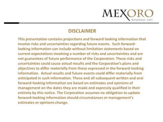 DISCLAIMER
This presentation contains projections and forward looking information that
involve risks and uncertainties regarding future events. Such forward-
looking information can include without limitation statements based on
current expectations involving a number of risks and uncertainties and are
not guarantees of future performance of the Corporation. These risks and
uncertainties could cause actual results and the Corporation’s plans and
objectives to differ materially from those expressed in the forward-looking
information. Actual results and future events could differ materially from
anticipated in such information. These and all subsequent written and oral
forward-looking information are based on estimates and opinions of
management on the dates they are made and expressly qualified in their
entirety by this notice. The Corporation assumes no obligation to update
forward-looking information should circumstances or management’s
estimates or opinions change.
 