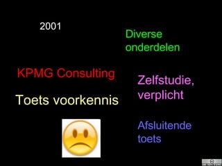 2001 Diverse onderdelen KPMG Consulting Zelfstudie, verplicht Toets voorkennis Afsluitende toets 