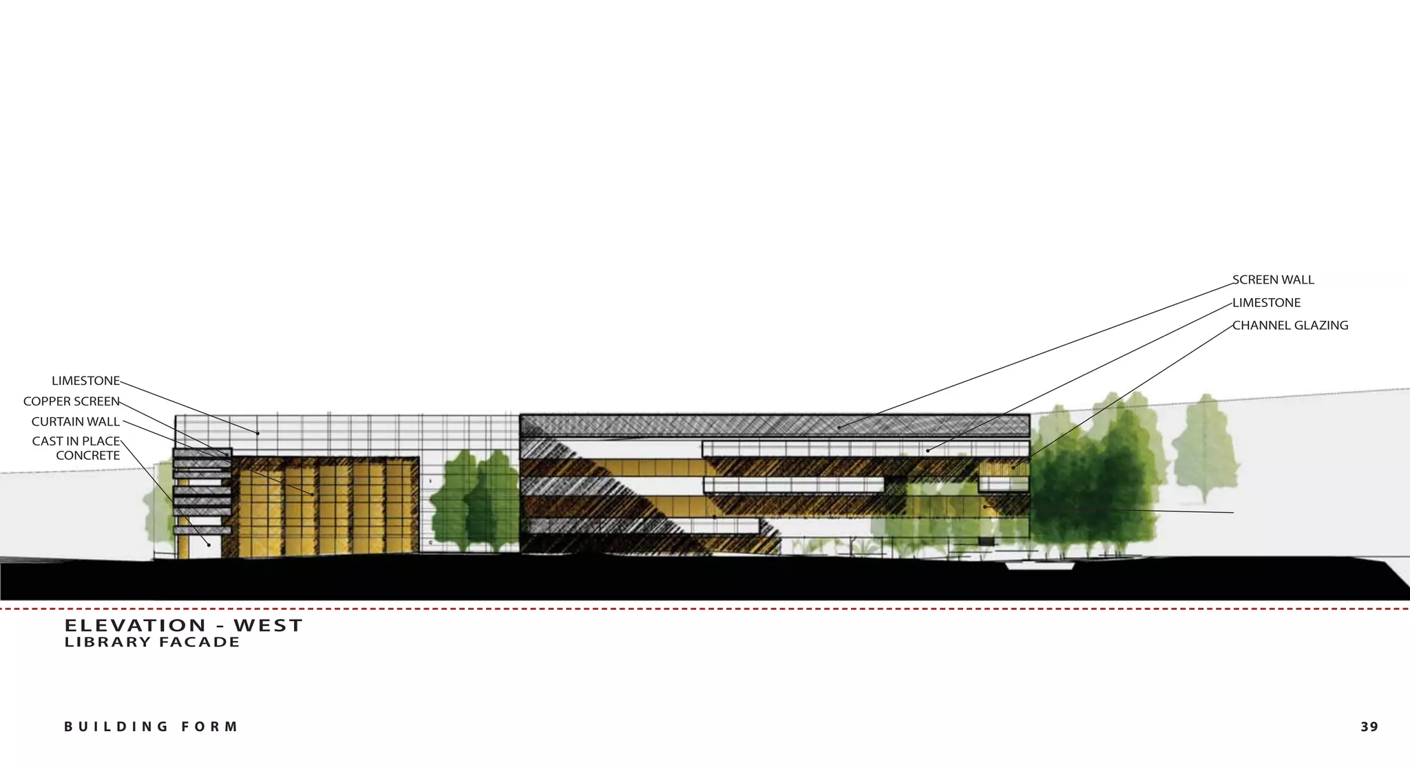 E L E VAT I O N - W E S T
L I B R A R Y FA C A D E




B U I L DI NG   FO RM       39
 