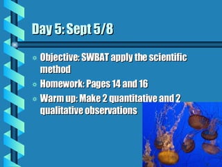 Day 5: Sept 5/8 ,[object Object],[object Object],[object Object]