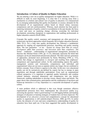 Understanding Quality Culture Award Winning Paper By Ulf Daniel Ehl