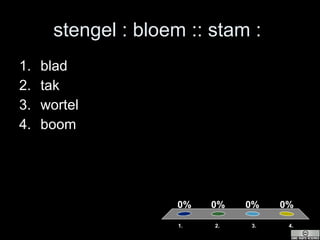 stengel : bloem :: stam :  blad tak wortel boom 