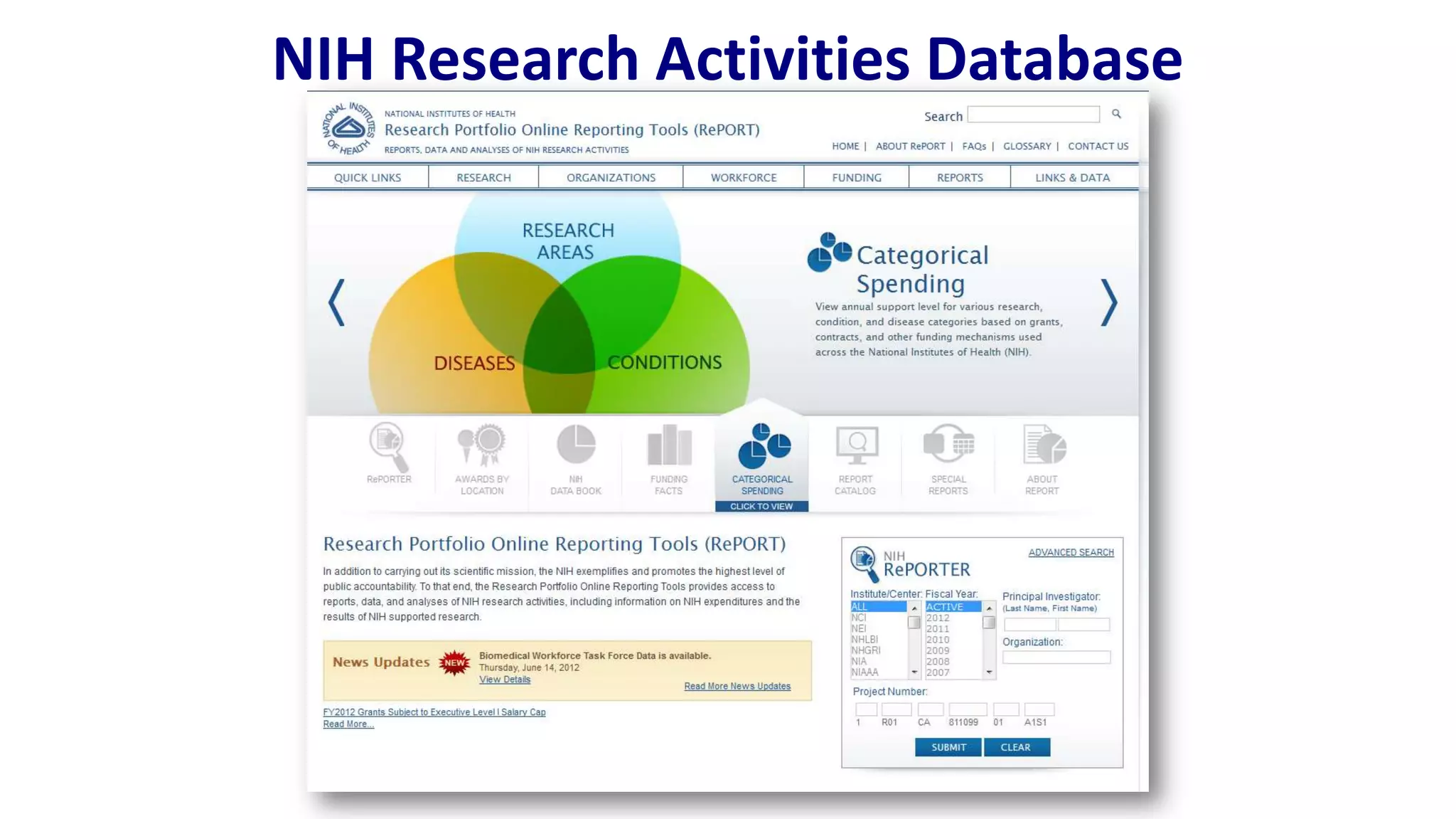 NIH Research Activities Database
 