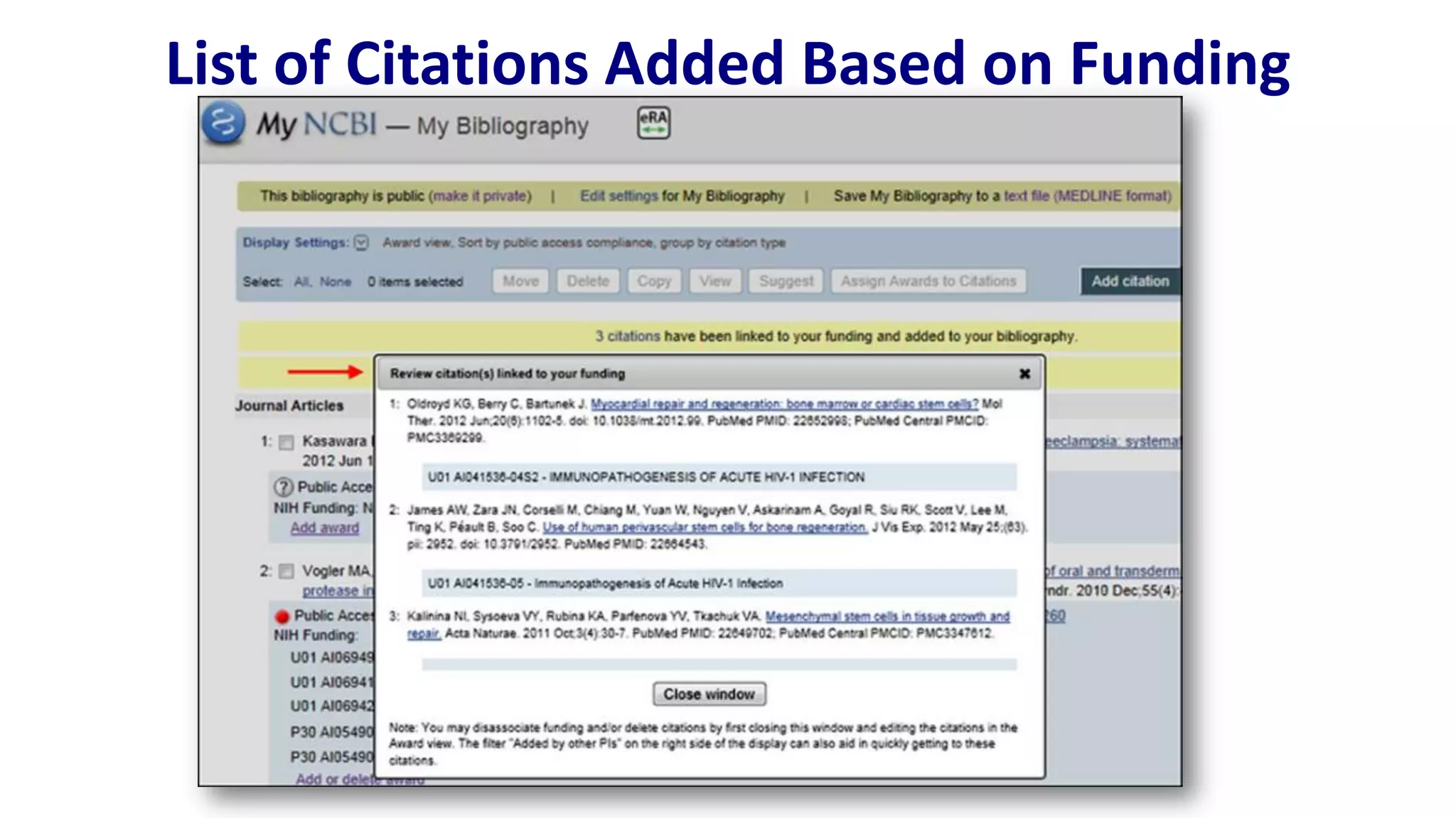 List of Citations Added Based on Funding
 