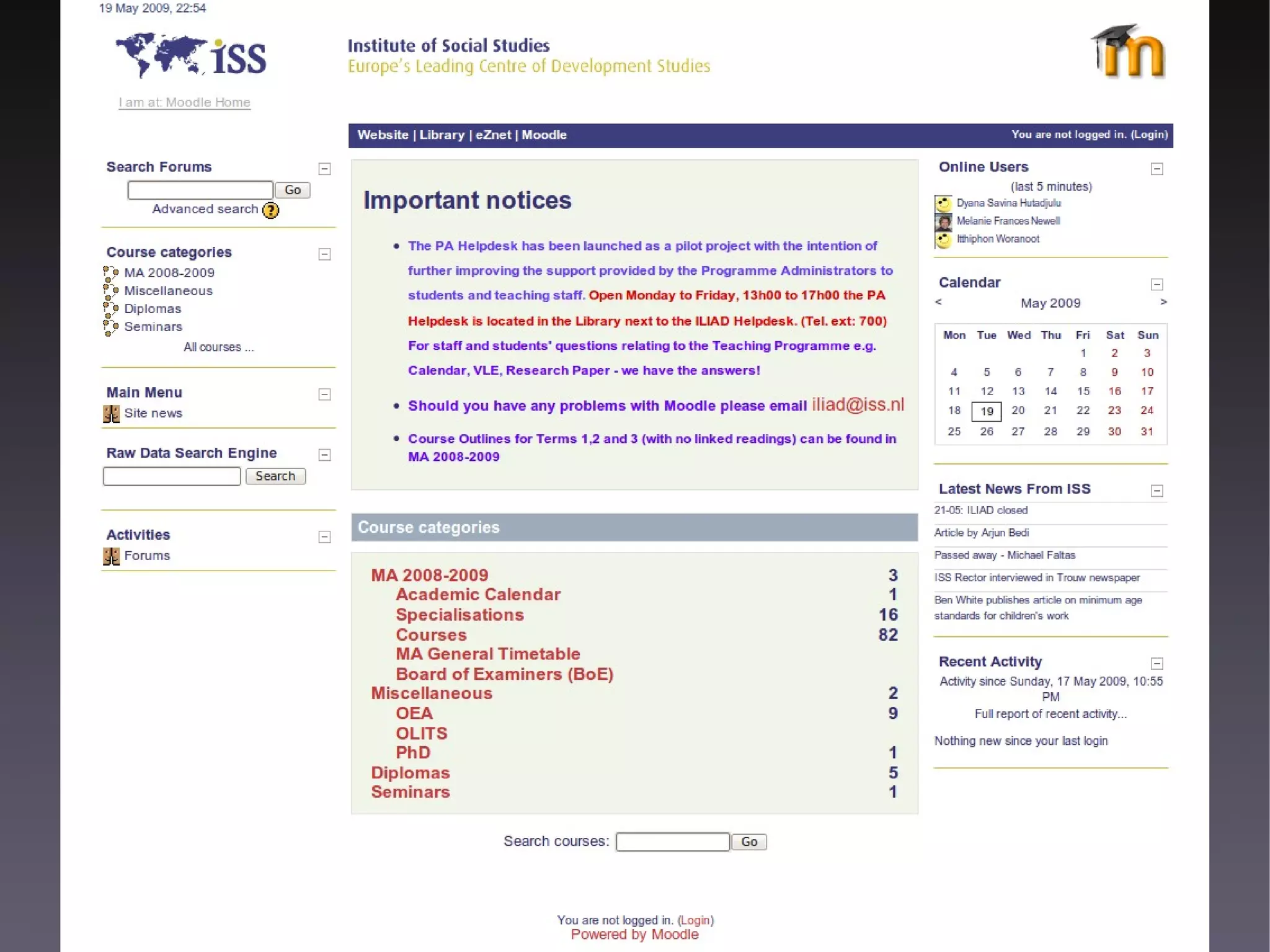 Moodle at the Institute of Social Studies