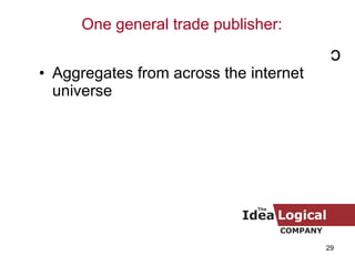 c Aggregates from across the internet universe One general trade publisher: 