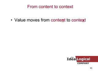 Value moves from  conte n t  to  conte x t From content to context 