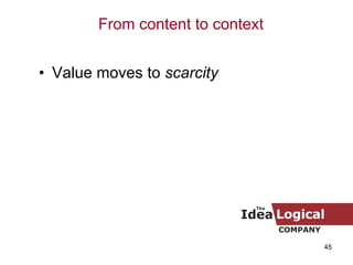 Value moves to  scarcity From content to context 