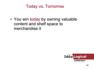 You win  today  by owning valuable content and shelf space to merchandise it Today vs. Tomorrow 
