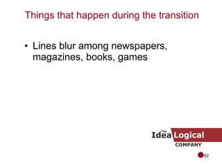 Lines blur among newspapers, magazines, books, games Things that happen during the transition 