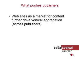 Web sites as a market for content further drive vertical aggregation (across publishers) What pushes publishers 