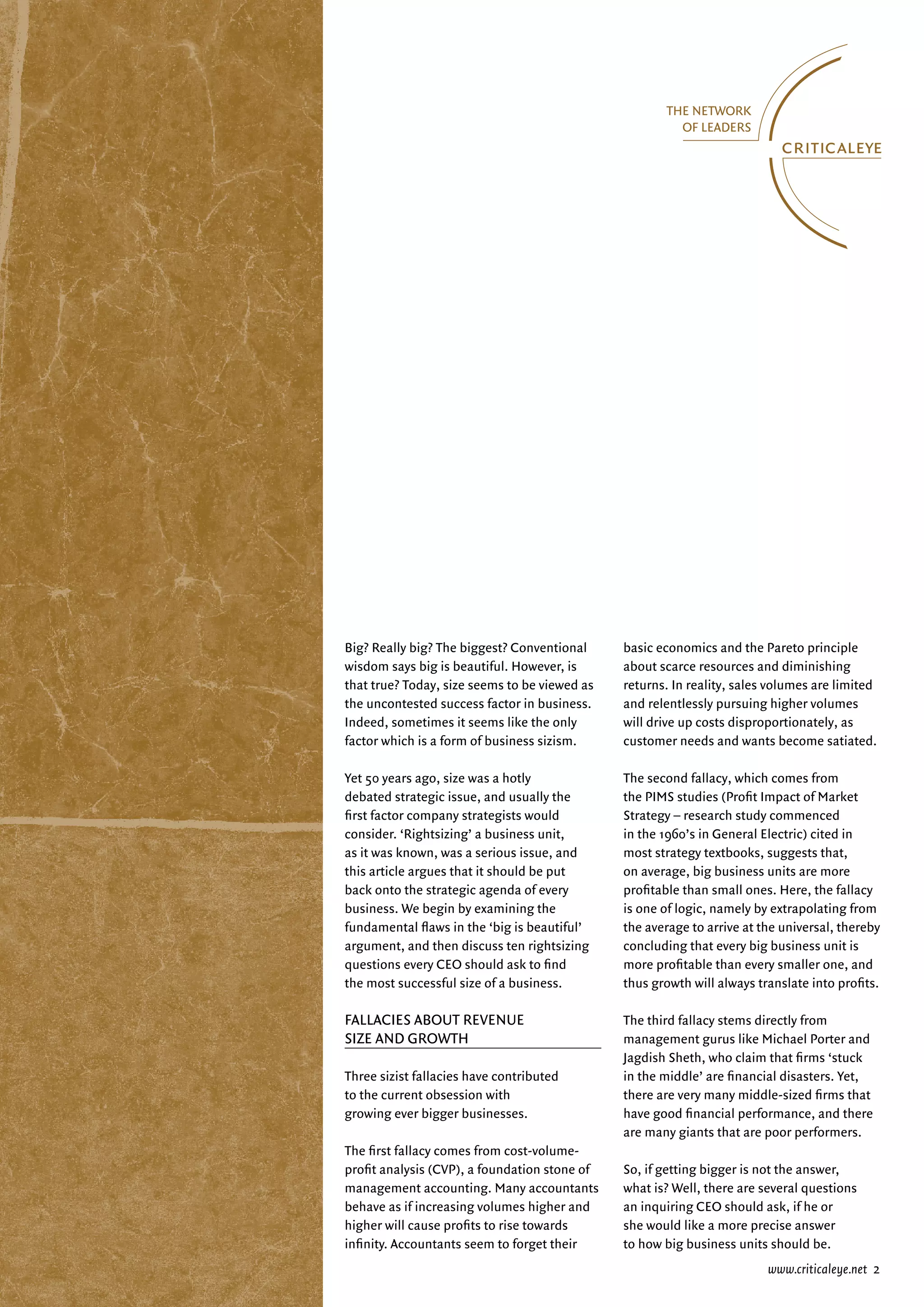 How big should you be?