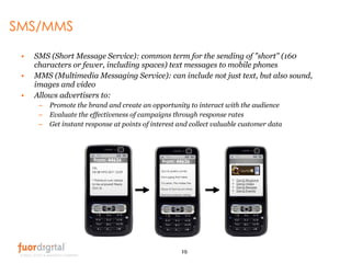 SMS/MMS <ul><li>SMS (Short Message Service): common term for the sending of &quot;short&quot; (160 characters or fewer, in...