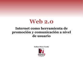 Web 2.0 Internet como herramienta de promoción y comunicación a nivel de usuario Esther Pérez Verdú 