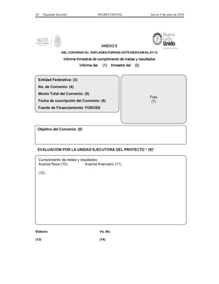 28 (Segunda Sección) DIARIO OFICIAL Jueves 9 de junio de 2016
Elaboró Vo. Bo.
(13) (14)
 