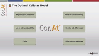 The Optimal Cellular Model


  Physiological properties     Ready-to-use availability




  Lot-to-lot reproducibility   No inter lab-differences




           Purity              Relevant and predictive
 