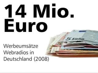 Werbeumsätze
Webradios in
Deutschland (2008)
                     52
 