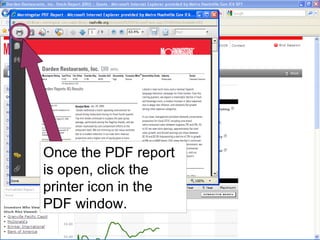 Once the PDF report is open, click the printer icon in the PDF window. 