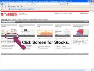 Click  Screen for Stocks . 