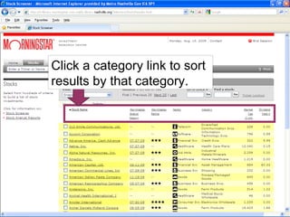 Click a category link to sort results by that category.  