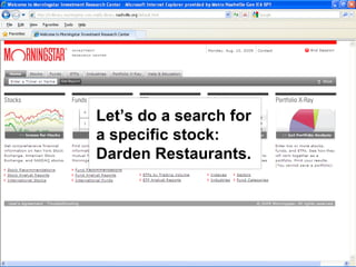 Let’s do a search for a specific stock: Darden Restaurants. 