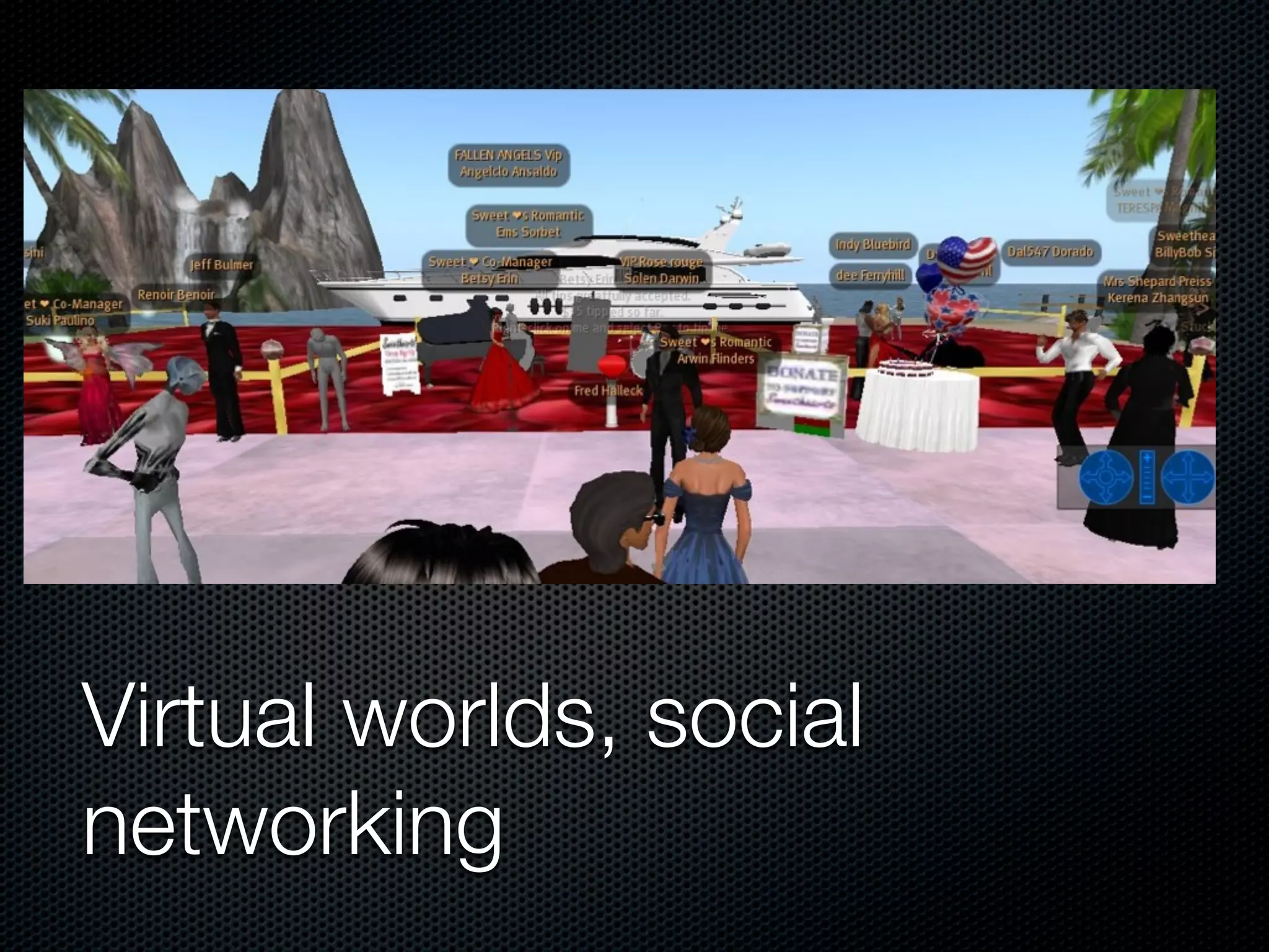 Virtual worlds, social
networking
 