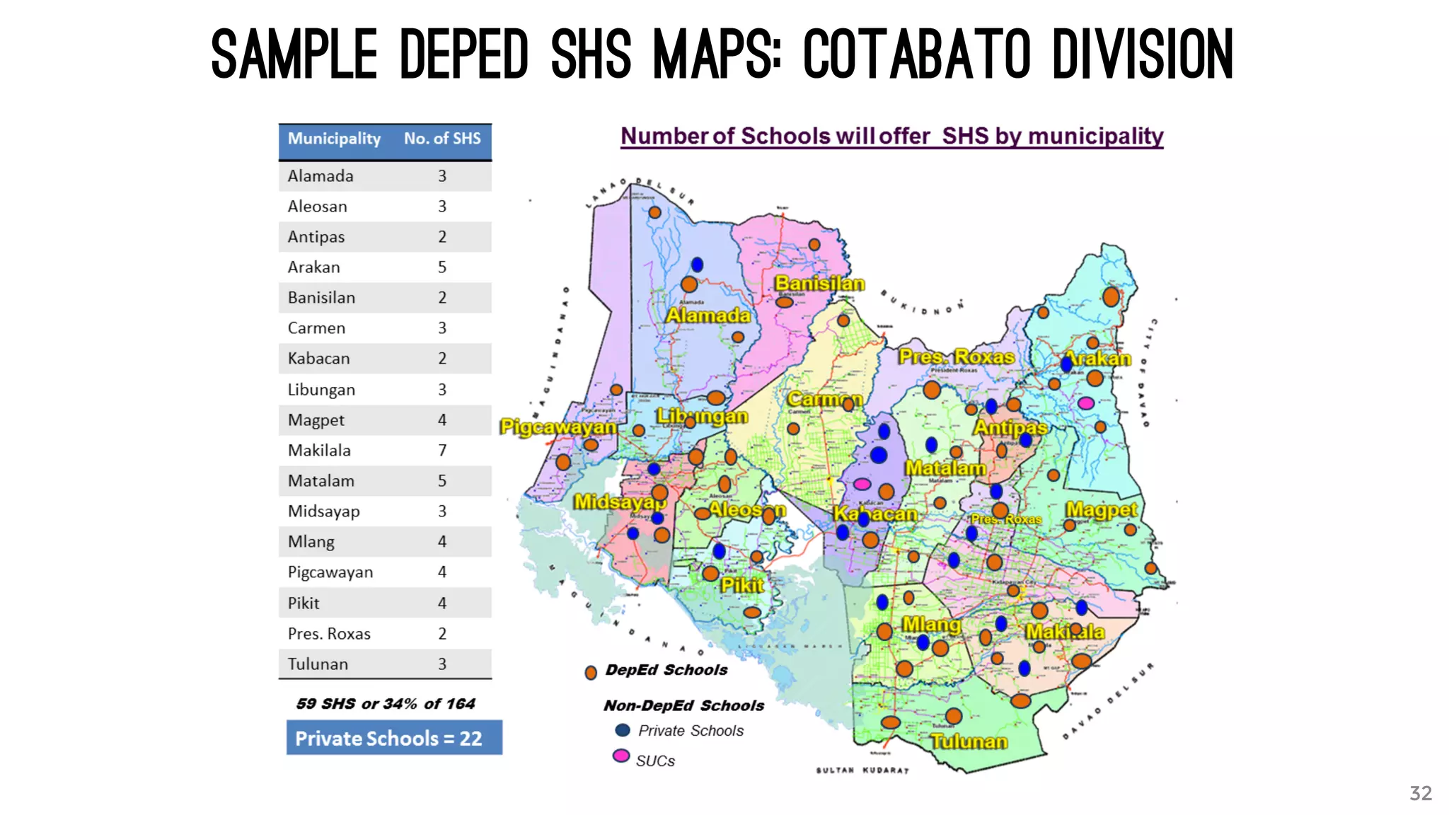 Sample DepEd SHS Maps: Cotabato Division
32 32
 
