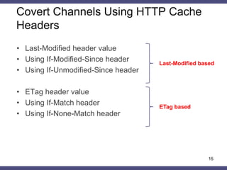 Covert Timing Channels using HTTP Cache Headers | PDF